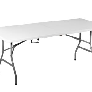 Omega 6 Feet White Portable Indoor/Outdoor Plastic & Metal Folding Table With Handle