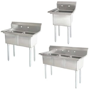 omega-stainless-steel-single-double-and-triple-compartment-sinks-with-corner-drain-various-sizes